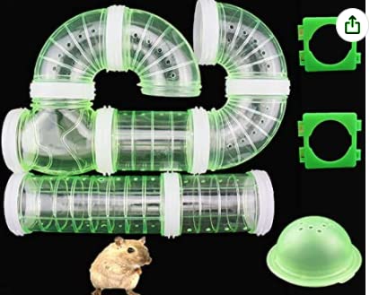 Yusat Hamsterröhren-Set mit 2 Rohrverbindungsplatten, Abenteuer-Externes Rohr-Set kreativTransparent DIY Verbindung Tunnel Schiene zum Erweitern des Raumes Hamsterkäfig-Zubehör Hamsterspielzeug von Yusat