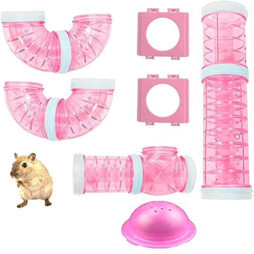 Yusat Hamsterröhren-Set mit 2 Rohrverbindungsplatten, Abenteuer-Externes Rohr-Set kreativTransparent DIY Verbindung Tunnel Schiene zum Erweitern des Raumes Hamsterkäfig-Zubehör Hamsterspielzeug von Yusat