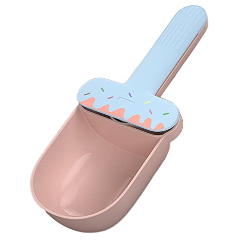 Yusat Tiernahrung Löffel Niedliche Eiscreme Form Große Kapazität Lebensmittel Qualität Hundefutter Schaufel mit Versiegelung Clip für Hunde Katzen Haustiere (Blau Rosa) von Yusat