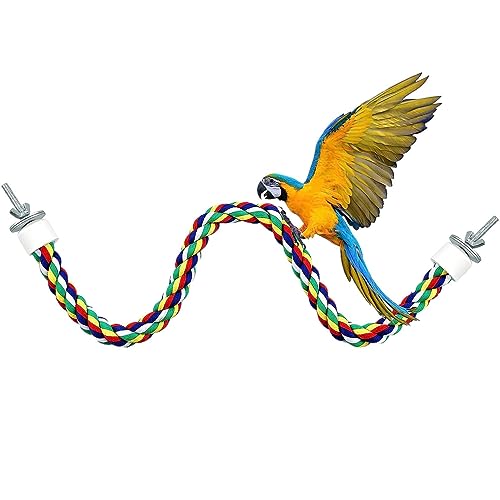 Vogel-Seilstange - Biegbare Käfigstange aus Edelstahl für Papageien,Tragbares Seilspielzeug zu Reinigen der Zähne, buntes Spielzeug für kleine Vögel zum Trainieren, Klettern und Erkunden Yusheng von Yusheng
