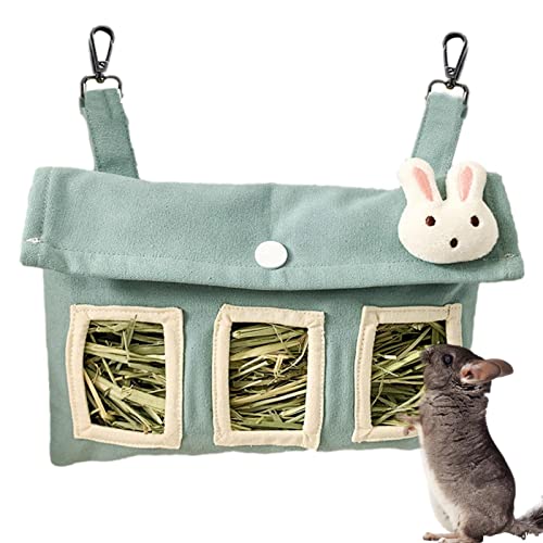 Yusheng Kaninchen Heusack | Niedliche Häschen-Heu-Tasche,Futtersack zum Aufhängen für Kleintiere, niedlich für Hamster, kleine Haustiere, mit 3 Löchern von Yusheng