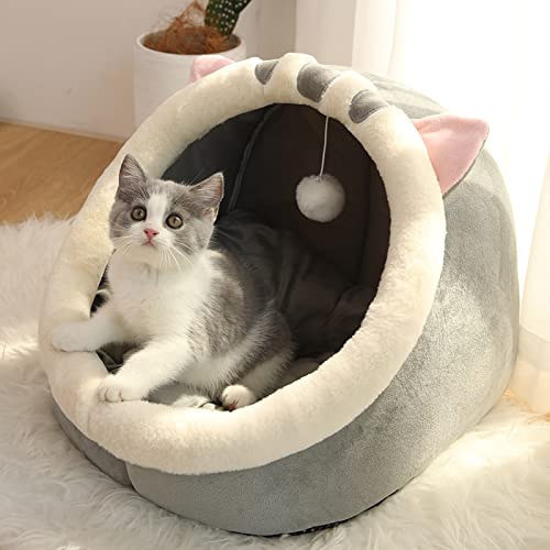 Katzenbett Warm Pet Basket Cozy Kitten Lounger Cushion Cat House Tent Very Soft Small Dog Mat Bag for Washable Cave Cats Beds,L-B von Yushifa