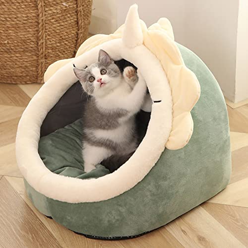 Katzenbett Warm Pet Basket Cozy Kitten Lounger Cushion Cat House Tent Very Soft Small Dog Mat Bag for Washable Cave Cats Beds,M-A von Yushifa