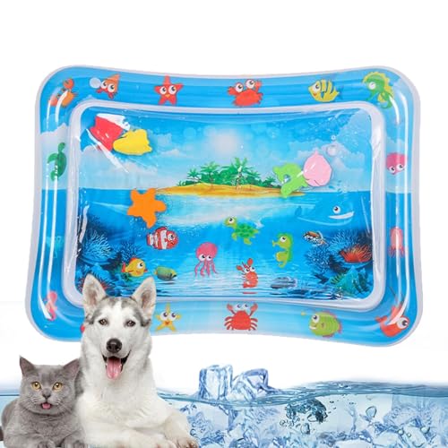 YuuFcy Sensor Water Playmat, Sensorische Wasser Spielmatte für Katzen, Katzen-Wasser-Spielmatte, Sommer Wasserspielmatte, Interaktives Katzenspielzeug, Wassermatte für Katzen, Hund (B) von YuuFcy
