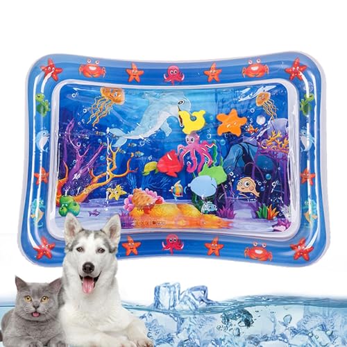 YuuFcy Sensor Water Playmat, Sensorische Wasser Spielmatte für Katzen, Katzen-Wasser-Spielmatte, Sommer Wasserspielmatte, Interaktives Katzenspielzeug, Wassermatte für Katzen, Hund (E) von YuuFcy