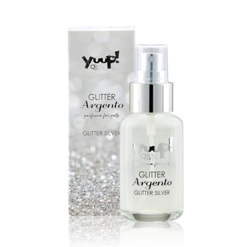﻿ Yuup!® Fashion Glitter Silver: Silberfarbenes parfümiertes Glitzerspray für Hundefell (50 ml) von Yuup