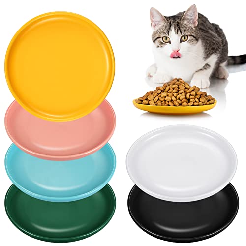 6 Stück Keramik-Futternapf für Katzen, flach, 15.2 cm, Schnurrhaar, ermüdungsfrei, runde Schüssel, Futternäpfe für Kätzchen und kurze Katzen, mikrowellen- und spülmaschinenfest von Yuxung