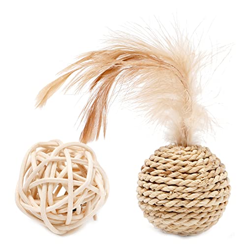 Ywmsfl Rattan-Ball mit eingebauter Glocke, 2 Stück, Spielzeug zum Weben von Stroh, für den Innenbereich, interaktives Spielspielzeug Ywmsfl Rattan-Ball mit eingebauter Glocke, 2 Stück, Spielzeug zum Weben von Stroh, für den Innenbereich, interaktives Spielspielzeug von Ywmsfl