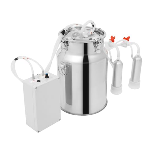 Pulsations-Melkmaschine, 12W Elektrische Melkmaschine, Melkmaschine mit Edelstahlbehälter für Kühe und Ziegen Geeignet (10L / 2,2 Gal) von YyanLAK