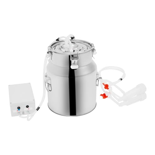 Pulsations-Melkmaschine, 12W Elektrische Melkmaschine, Melkmaschine mit Edelstahlbehälter für Kühe und Ziegen Geeignet (14 L / 3,08 Gal) von YyanLAK
