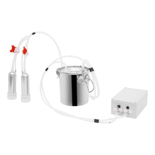 Pulsations-Melkmaschine, 12W Elektrische Melkmaschine, Melkmaschine mit Edelstahlbehälter für Kühe und Ziegen Geeignet (3 L / 0,66 Gal) von YyanLAK