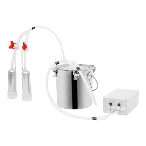 Pulsations-Melkmaschine, 12W Elektrische Melkmaschine, Melkmaschine mit Edelstahlbehälter für Kühe und Ziegen Geeignet (5 L / 1,1 Gal) von YyanLAK