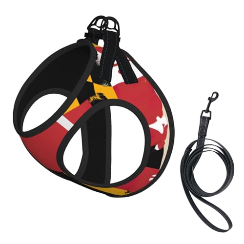Hundegeschirr und Leine, Maryland-Flagge, atmungsaktiv, verstellbar, ausbruchsicher, für Katzen und Hunde Hundegeschirr und Leine, Maryland-Flagge, atmungsaktiv, verstellbar, ausbruchsicher, für Katzen und Hunde von Yyoretp
