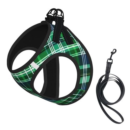 Hundegeschirr und Leine, Set mit Schottenkaro, atmungsaktiv, verstellbar, ausbruchsicher, Blau und Grün Hundegeschirr und Leine, Set mit Schottenkaro, atmungsaktiv, verstellbar, ausbruchsicher, Blau und Grün von Yyoretp