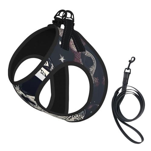 Hundegeschirr und Leine, Set mit Totenkopf-Motiv und Blumendruck, atmungsaktiv, verstellbar, ausbruchsicher, für Katzen und Hunde Hundegeschirr und Leine, Set mit Totenkopf-Motiv und Blumendruck, atmungsaktiv, verstellbar, ausbruchsicher, für Katzen und Hunde von Yyoretp