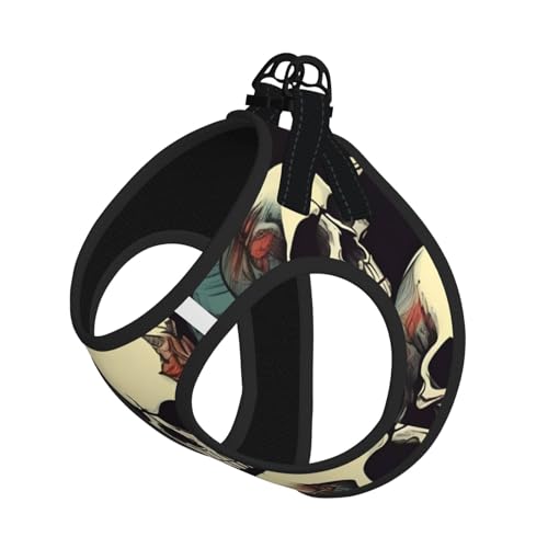 Hundegeschirr und Leine, Set mit Totenkopf-Skelett-Druck, atmungsaktiv, verstellbar, ausbruchsicher, Weste für Katzen und Hunde Hundegeschirr und Leine, Set mit Totenkopf-Skelett-Druck, atmungsaktiv, verstellbar, ausbruchsicher, Weste für Katzen und Hunde von Yyoretp