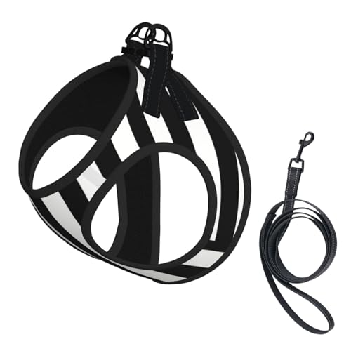 Hundegeschirr und Leine, Set mit schwarz-weißen Streifen, atmungsaktiv, verstellbar, ausbruchsicher, für Katzen und Hunde Hundegeschirr und Leine, Set mit schwarz-weißen Streifen, atmungsaktiv, verstellbar, ausbruchsicher, für Katzen und Hunde von Yyoretp