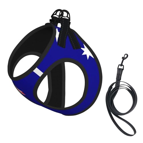 Hundegeschirr und Leine mit australischer Flagge, atmungsaktiv, verstellbar, ausbruchsichere Weste für Katzen und Hunde Hundegeschirr und Leine mit australischer Flagge, atmungsaktiv, verstellbar, ausbruchsichere Weste für Katzen und Hunde von Yyoretp