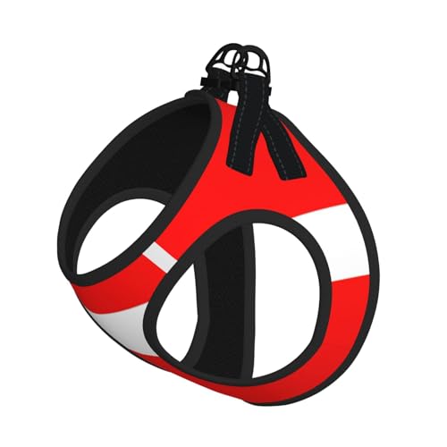 Hundegeschirr und Leine mit dänischer Flagge, atmungsaktiv, verstellbar, ausbruchsicher, für Katzen und Hunde von Yyoretp