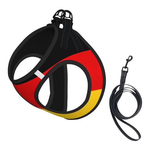 Hundegeschirr und Leine mit deutscher Flagge, atmungsaktiv, verstellbar, ausbruchsichere Weste für Katzen und Hunde Hundegeschirr und Leine mit deutscher Flagge, atmungsaktiv, verstellbar, ausbruchsichere Weste für Katzen und Hunde von Yyoretp
