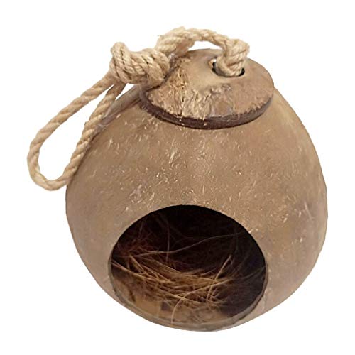 Yyqx Vogelkäfig Bird House Pet Habitat 100% umweltfreundliches Material Schöne Nesting Nest natürliche Kokosnussschale natürliche Textur Papageienkäfig (Color : B) von Yyqx