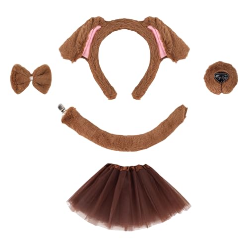 Hundekostümzubehör Beinhaltet Hundeohrstirnband Schwanznase Bowtie Rock Für Kinder Teen Adult Halloween Cosplay Hundekostümzubehör Beinhaltet Hundeohrstirnband Schwanznase Bowtie Rock Für Kinder Teen Adult Halloween Cosplay von Yzdysg