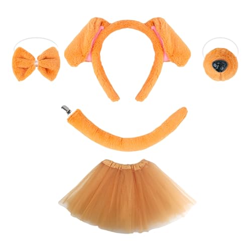 Hundekostümzubehör Beinhaltet Hundeohrstirnband Schwanznase Bowtie Rock Für Kinder Teen Adult Halloween Cosplay Hundekostümzubehör Beinhaltet Hundeohrstirnband Schwanznase Bowtie Rock Für Kinder Teen Adult Halloween Cosplay von Yzdysg