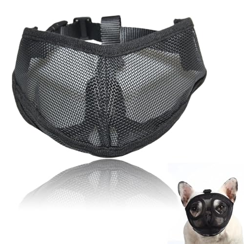Maulkorb für Hunde mit kurzer Schnauze, für flache Hunde, verstellbares, atmungsaktives Netzgewebe, Bulldoggen-Maulkorb, weicher Maulkorb für Bulldogge, atmungsaktiv, verstellbare Riemen, verhindert Maulkorb für Hunde mit kurzer Schnauze, für flache Hunde, verstellbares, atmungsaktives Netzgewebe, Bulldoggen-Maulkorb, weicher Maulkorb für Bulldogge, atmungsaktiv, verstellbare Riemen, verhindert von YzmrBdqc