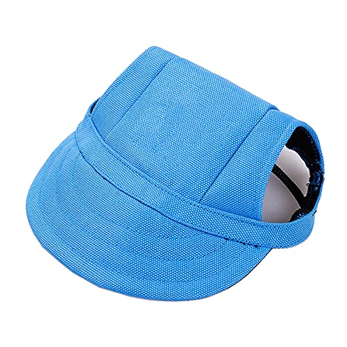 YZOTEK Hund Baseballmütze - Kleines Haustier Sport im Freien Sonnenschutzhut, Sommer Hündchen Katze Freizeit Visier, Puppy Lässig Oxford Stoff Canvas Kostüm mit Ohrlöchern und Verstellbarem Halsriemen von YzoTek