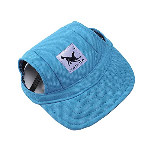 YZOTEK Klein Hund Baseballmütze - Haustier Sport im Freien Sonnenschutzhut, Sommer Hündchen Katze Freizeit Visier, Puppy Lässig Oxford Stoff Canvas Kostüm mit Ohrlöchern und Verstellbarem Halsriemen von YzoTek