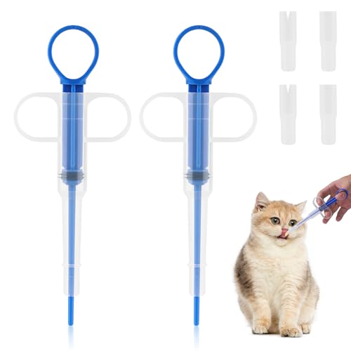 2 Stück Tabletteneingeber Katze, Tablettengeber für Katzen, Medikamenten Feeder Pet Pusher Shooter Pills Feeder Haustier Medikamenten Spritze Dogs Pet Feeders für Katzen Hunde Kleintier (Blau) von Yzpklhw