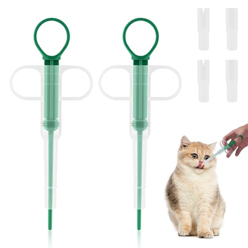 2 Stück Tabletteneingeber Katze, Tablettengeber für Katzen, Medikamenten Feeder Pet Pusher Shooter Pills Feeder Haustier Medikamenten Spritze Dogs Pet Feeders für Katzen Hunde Kleintier (Grün) von Yzpklhw