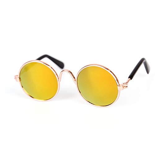 Z-LIANG Augenabnutzung Haustier-Accessoires Katze-Schutzbrillen schöne runde Sonnenbrillen Brillen-Brille für kleine Hundekatze-Haustierfotos Requisiten Tierzubehör (Color : Yellow) von Z-LIANG