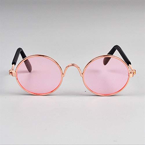Z-LIANG Augenabnutzung Haustier Sonnenbrille kreisförmige Metall Sonnenbrille für Katzen oder kleine Hunde Goggles Sonnenbrillen Winddicht Augenschutz Welpenkatze Tierzubehör (Color : Gold pink) von Z-LIANG