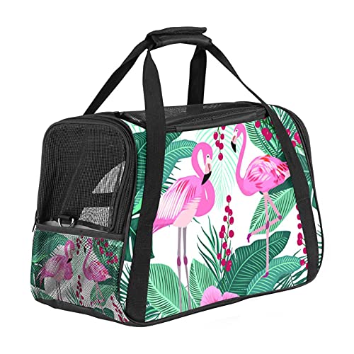 Flamingogrüne Blätter Weiche Reisetasche für Hunde und Katzen Von der Fluggesellschaft zugelassen extrem atmungsaktiv 43x26x30 cm von Z&Q