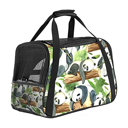Grüner schwarzer weißer Panda Weiche Reisetasche für Hunde und Katzen Von der Fluggesellschaft zugelassen extrem atmungsaktiv 43x26x30 cm von Z&Q