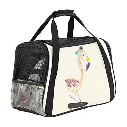 Katzentrage Cartoon-Flamingo Haustiertragetasche Fluggesellschaft zugelassen für kleine mittelgroße Katzen Hunde Welpen Kätzchen 43x26x30 cm von Z&Q