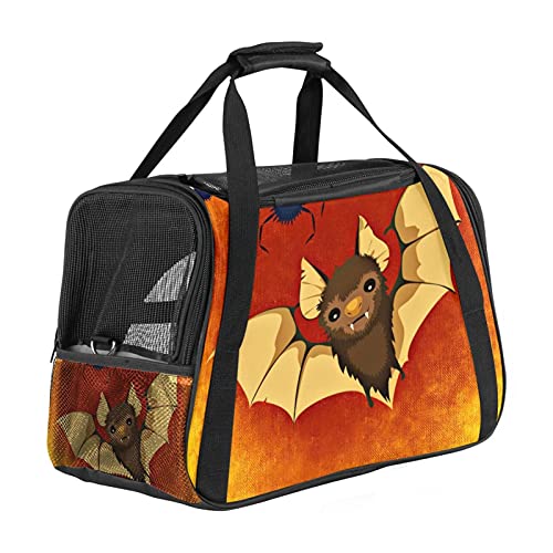 Katzentrage Halloween süße Fledermaus Haustiertragetasche Fluggesellschaft zugelassen für kleine mittelgroße Katzen Hunde Welpen Kätzchen 43x26x30 cm von Z&Q