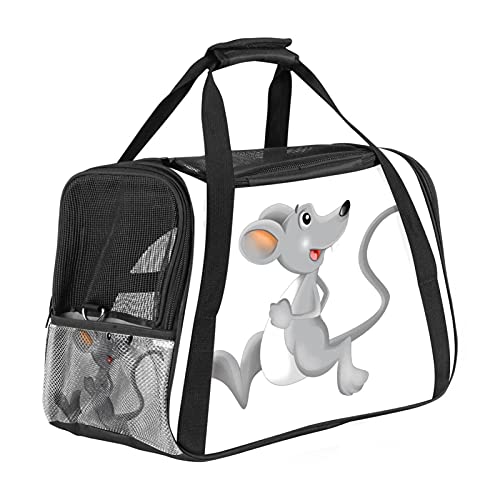 Katzentrage süße Cartoon-Maus Haustiertragetasche Fluggesellschaft zugelassen für kleine mittelgroße Katzen Hunde Welpen Kätzchen 43x26x30 cm von Z&Q