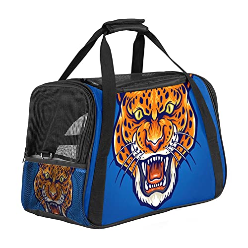 Leopardenkopf Weiche Reisetasche für Hunde und Katzen Von der Fluggesellschaft zugelassen extrem atmungsaktiv 43x26x30 cm von Z&Q