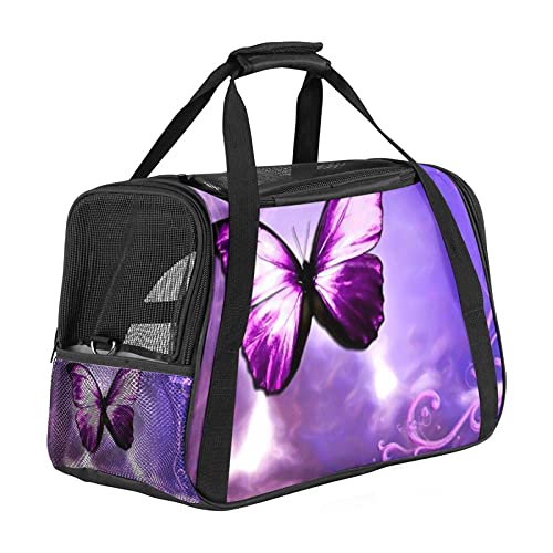 Lila Schmetterling Weiche Reisetasche für Hunde und Katzen Von der Fluggesellschaft zugelassen extrem atmungsaktiv 43x26x30 cm von Z&Q