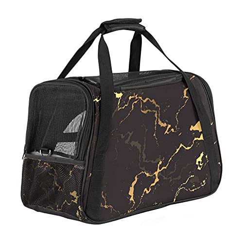 Marmor Schwarz Weiche Reisetasche für Hunde und Katzen Von der Fluggesellschaft zugelassen extrem atmungsaktiv 43x26x30 cm von Z&Q