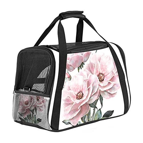 Pinke Rose Weiche Reisetasche für Hunde und Katzen Von der Fluggesellschaft zugelassen extrem atmungsaktiv 43x26x30 cm von Z&Q