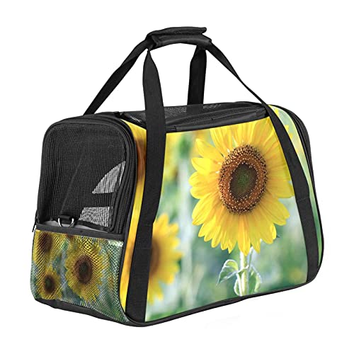 Reisetragetasche Für Haustiere Gelbe Sonnenblume Tragbare Reisetasche Für Hunde Oder Katzen Mit Sicherheitsreißverschlüssen 43x26x30 cm von Z&Q