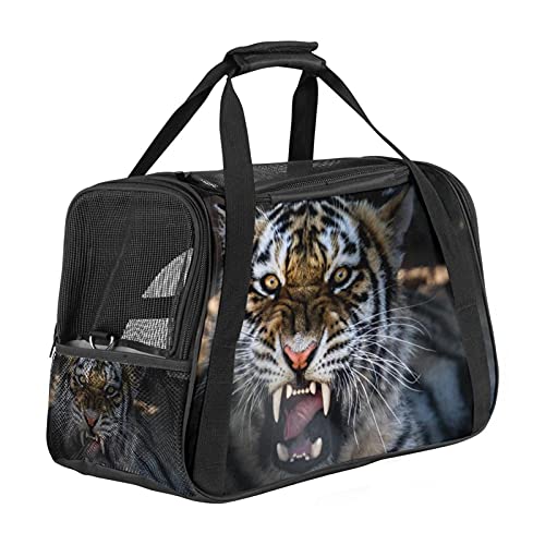 Reisetragetasche Für Haustiere Tier Tiger Tragbare Reisetasche Für Hunde Oder Katzen Mit Sicherheitsreißverschlüssen 43x26x30 cm von Z&Q