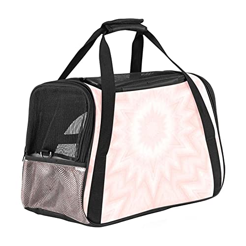 Reisetragetasche für Haustiere Blassrosa Kaleidoskop Tragbare Reisetasche für Hunde oder Katzen mit Sicherheitsreißverschlüssen 43x26x30 cm von Z&Q