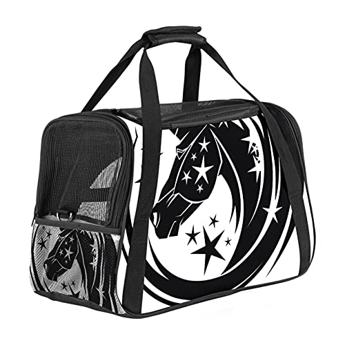 Reisetragetasche für Haustiere Einhorn Sterne Tragbare Reisetasche für Hunde oder Katzen mit Sicherheitsreißverschlüssen 43x26x30 cm von Z&Q