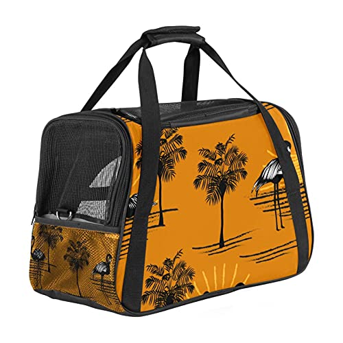 Reisetragetasche für Haustiere Flamingobaum Tragbare Reisetasche für Hunde oder Katzen mit Sicherheitsreißverschlüssen 43x26x30 cm von Z&Q