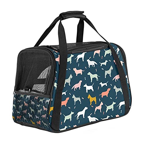 Reisetragetasche für Haustiere Hunde bunt Tragbare Reisetasche für Hunde oder Katzen mit Sicherheitsreißverschlüssen 43x26x30 cm von Z&Q