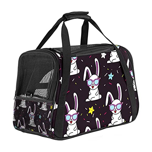Reisetragetasche für Haustiere Kaninchen schwarz Tragbare Reisetasche für Hunde oder Katzen mit Sicherheitsreißverschlüssen 43x26x30 cm von Z&Q